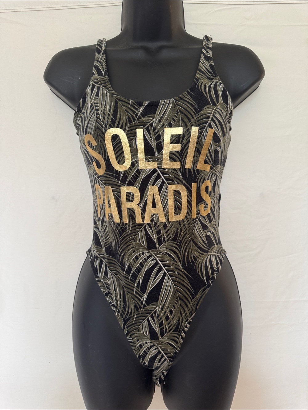 Topshop Black Tank Top with Gold 'Soleil Paradis' Graphic